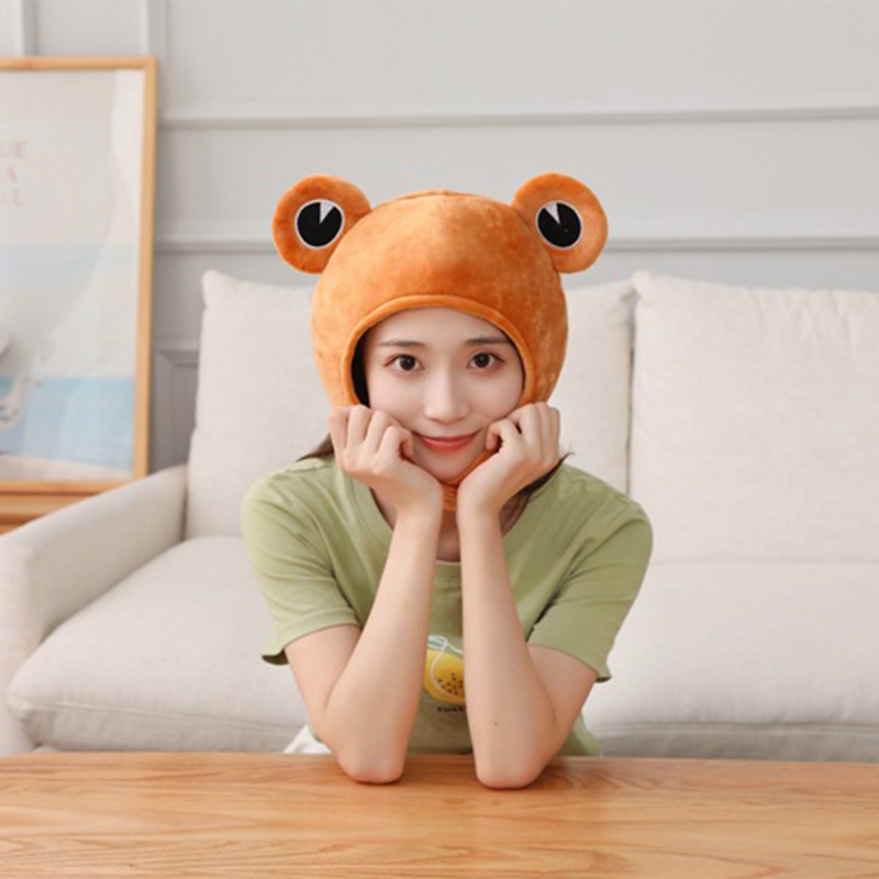 Mũ Trùm Đầu Giữ Ấm Tai Ếch Bông Màu Vàng Mới Lạ Dễ Thương