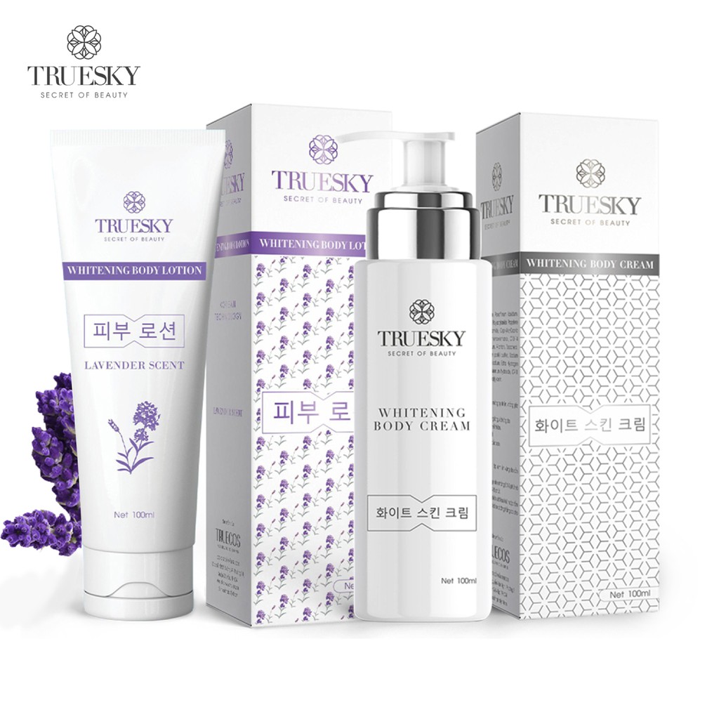 Combo tắm trắng toàn thân Truesky hương nước hoa Pháp gồm 1 chai ủ trắng 100ml & 1 chai dưỡng trắng Lavender100ml | BigBuy360 - bigbuy360.vn