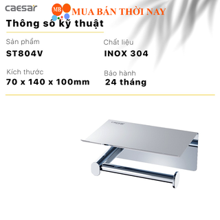 Hộp giấy vệ sinh inox Caesar ST804V, Móc treo giấy phòng tắm, Cam kết chính hãng