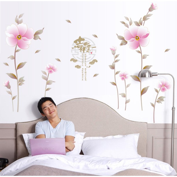 Decal trang trí Hoa Tím Nhạt cổ trang