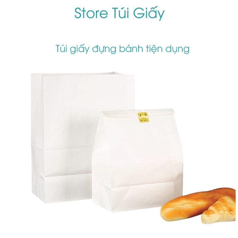 Túi giấy đựng bánh mì, bánh các loại. SET 50 TÚI giấy xi măng trơn không quai, túi giấy gói hàng