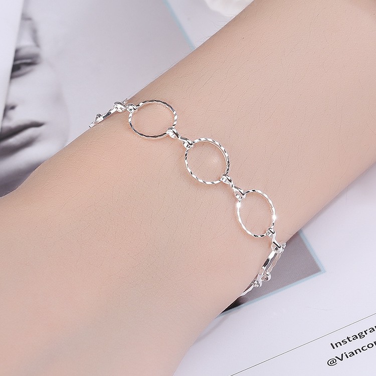 Lắc tay nữ mạ bạc vòng tròn