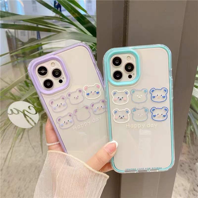 Ốp Điện Thoại Trong Suốt In Hình Gấu Dễ Thương Cho IPhone 7 8 Plus 12 13 11 Pro Max X Xs Max Xr Lgxt