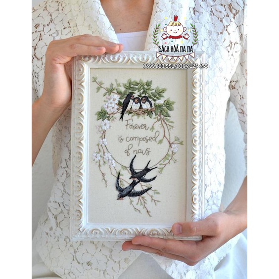 DIY Tự làm thêu thủ công chim én HOOP Bộ dụng cụ thêu tay 3D Trang trí nhà / NGHỀ THÊU TAY XINH XẮN/ BÁCH HÓA NA NA