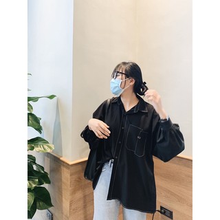 SƠ MI DÀI TAY OVERSIZED ANAIS (BLACK) - Designed by HerClassy