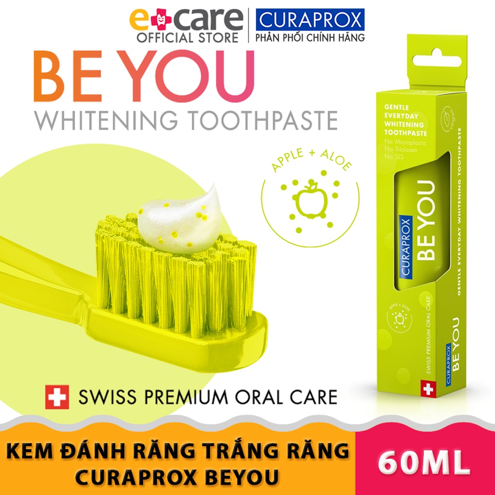 Kem đánh răng Curaprox BE YOU trắng răng tự nhiên 60ml [Táo + Lô hội]