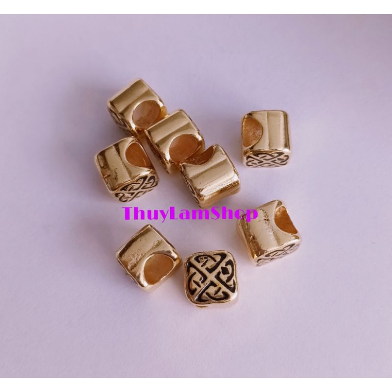 Pandora charm, charm xỏ vòng panda khắc hoa văn làm vòng đẹp