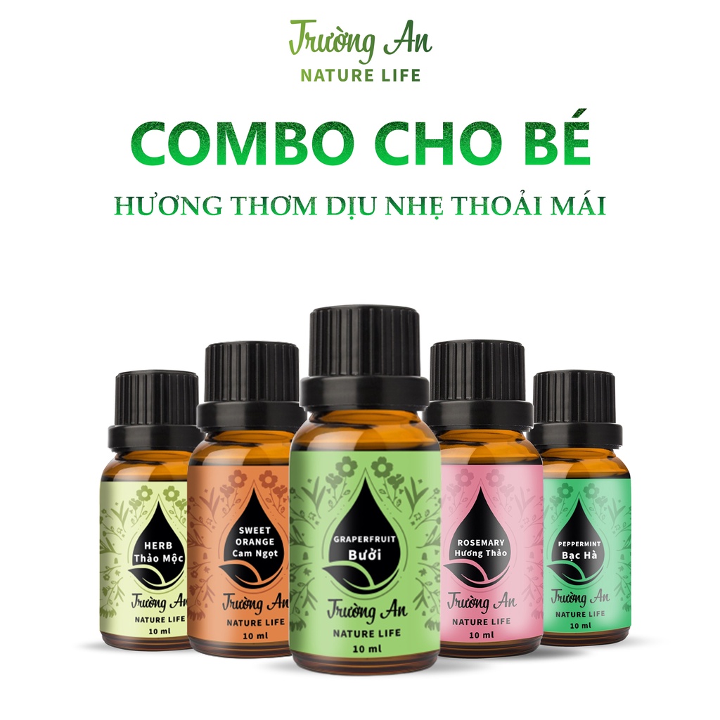 Combo 4 Tặng 1 tinh dầu thiên nhiên Trường An Natural Life lọ 10ml, Nhập khẩu Ấn Độ, Có giấy kiểm định QUATEST3