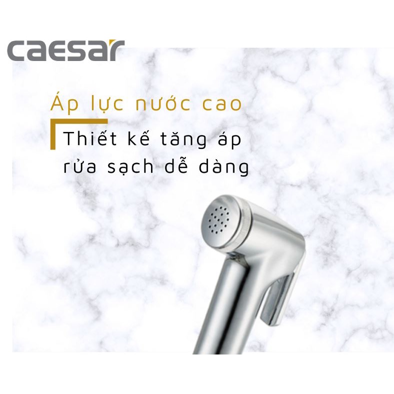 Bộ dây và vòi xịt vệ sinh siêu bền cao cấp Caesar BS304CW- BH 12 tháng- hàng chính hãng