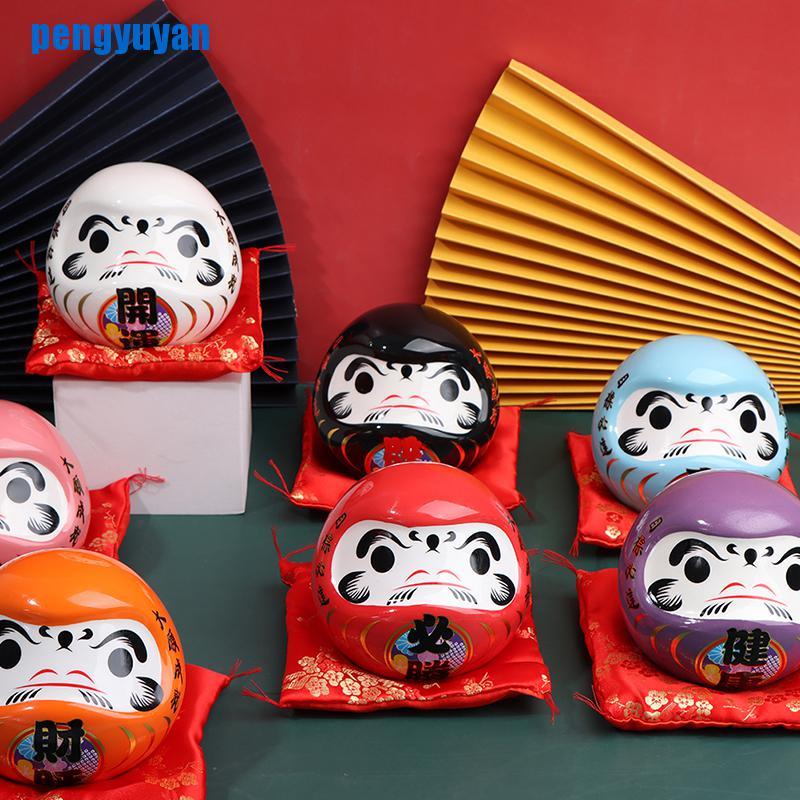 [peng] Japanese Ceramic Daruma Doll Lucky Charm Fortune Ornament Craft Piggy bank [vn]