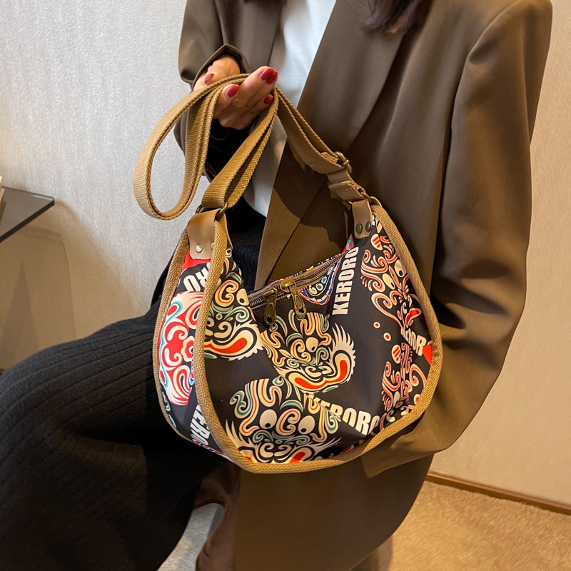 Túi Vải Canvas Đeo Vai In Họa Tiết Thời Trang Dành Cho Nữ