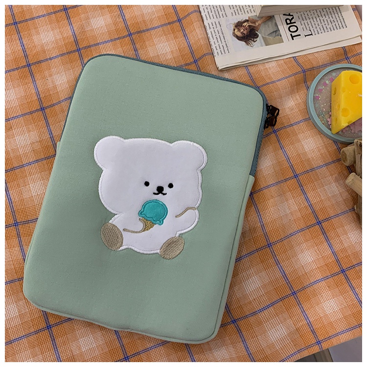 Túi đựng laptop hình cây kem/gấu màu xanh lá 13/15 inch tiện dụng