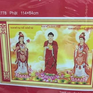Tranh thêu chữ thập Tam thế kt 114*84cm