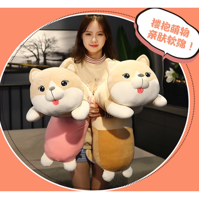 Gấu Bông Chó Shiba Bụng Trà Sữa Cute 1m2, Bình Trân Châu Đầu Chó Shiba Dễ Thương, Gấu Bông Khổng Lồ