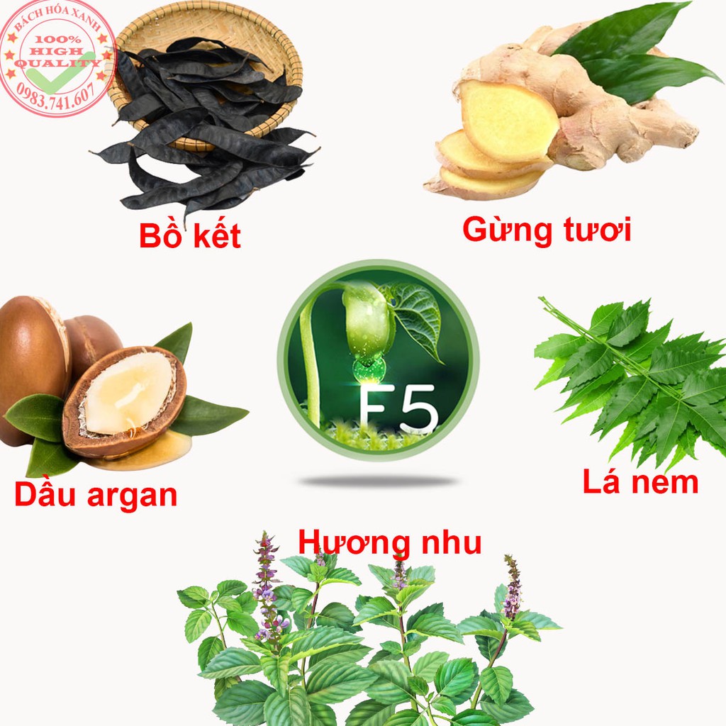 Dầu gội gội thảo dược ngăn rụng tóc F5, giảm rụng tóc, kích thích mọc tóc nhanh, an toàn, không gây kích ứng da đầu | BigBuy360 - bigbuy360.vn