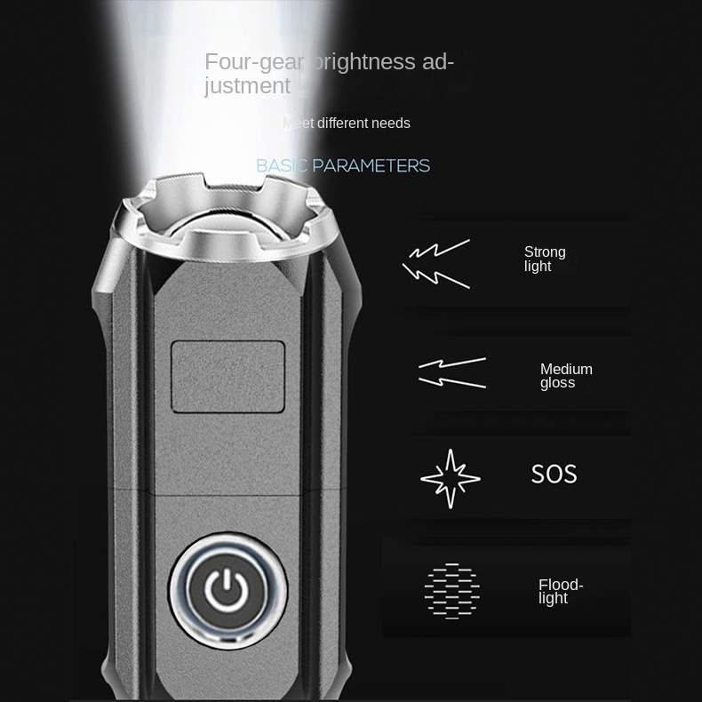 Mới Đèn Pin Mini Công Suất Cao Sạc Cổng USB Mang Đi Tiện Dụng