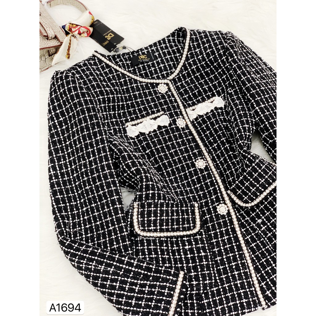 Áo dạ caro đen trắng A1694 - ĐẸP SHOP DVC ( Ảnh mẫu và ảnh trải sàn do shop tự chụp )