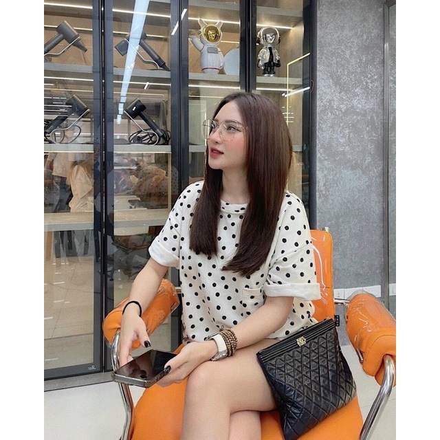 [XẢ KHO] Set mặc nhà chấm bi cộc đùi màu be chất cotton thoáng mát