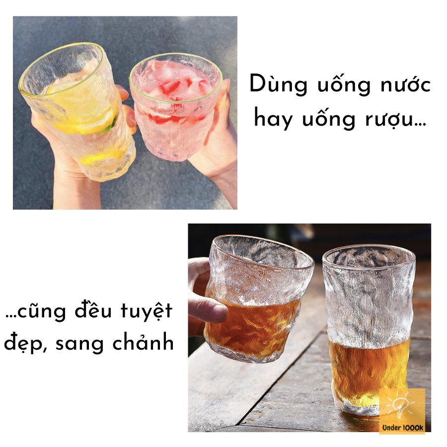 Cốc thủy tinh - ly thủy tinh pha lê mờ - dùng uống nước hoa quả, dùng cho quán cafe
