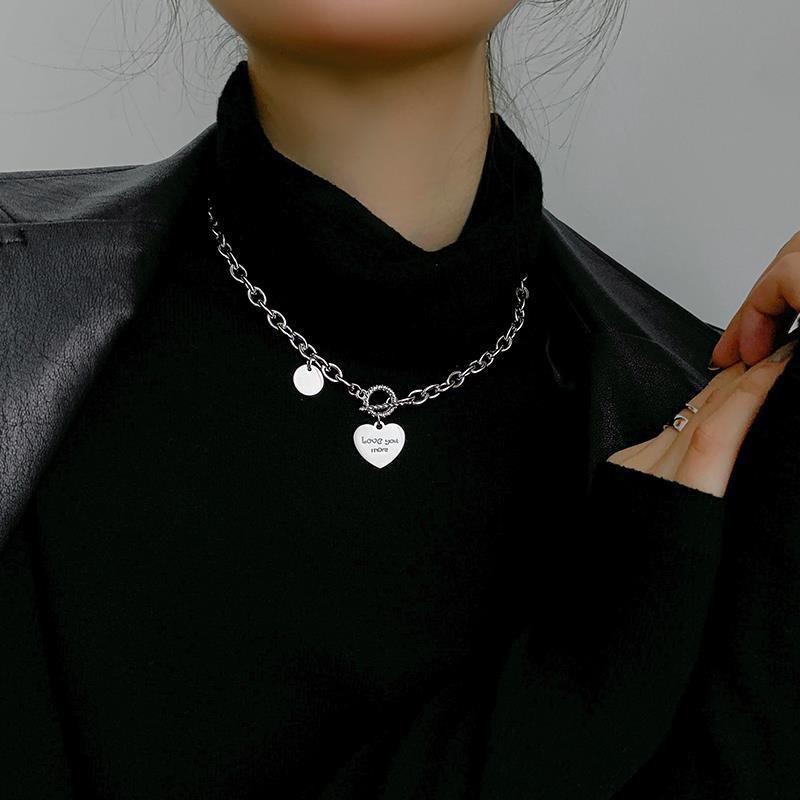 Vòng cổ mặt hình trái tim màu bạc phong cách Hàn quốc - pk88