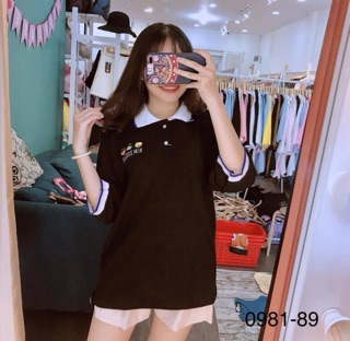 Áo thun cổ bẻ Oversize (100% ảnh thật)
