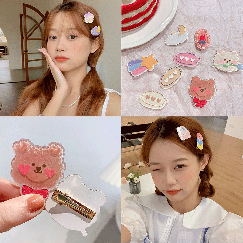 Kẹp tóc hình chú gấu hoạt hình dễ thương phong cách Hàn Quốc