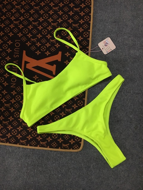 [BKN494] &lt;ÂU&gt; SET BIKINI BASIC VẢI GÂN HỒNG/XANH NEON QUẦN THONG/LỌT KHE
