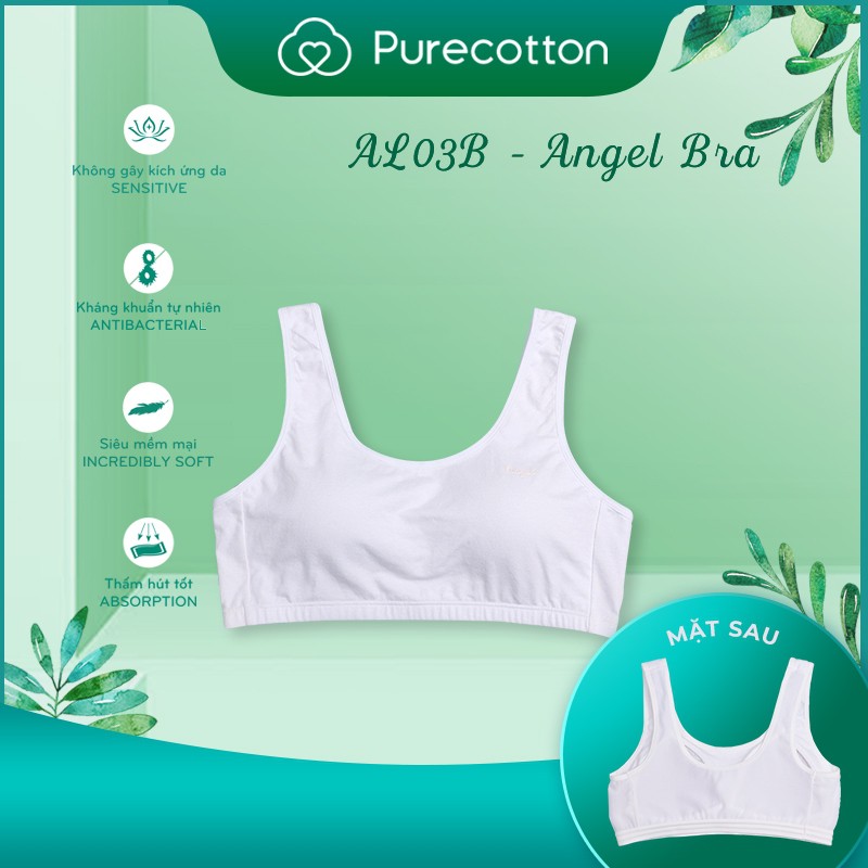 Áo lót học sinh Purecotton cho bé gái mới lớn chất liệu cotton cao cấp kiểu dáng chui đầu có đệm mỏng PC009 | BigBuy360 - bigbuy360.vn
