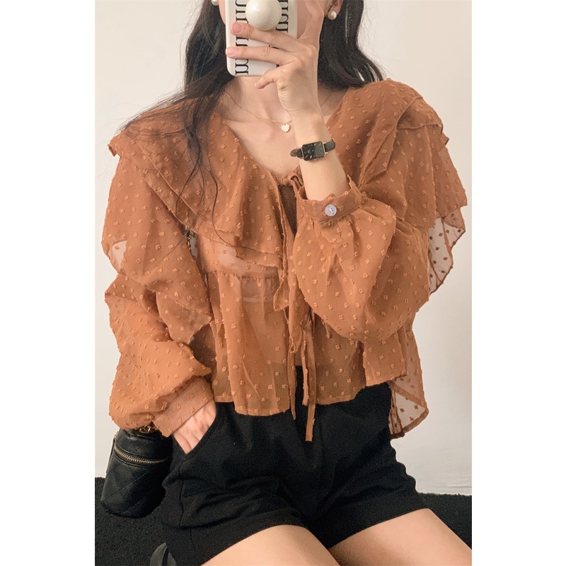 Áo voan chấm bi bánh bèo