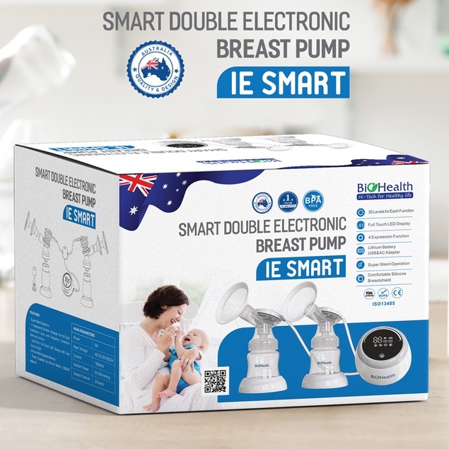 Máy Hút Sữa Điện Đôi IE SMART - 30 Cấp Độ Hoạt Động - Hút Êm Ái - Đèn Led Cảm Biến Chính Hãng Biohealth