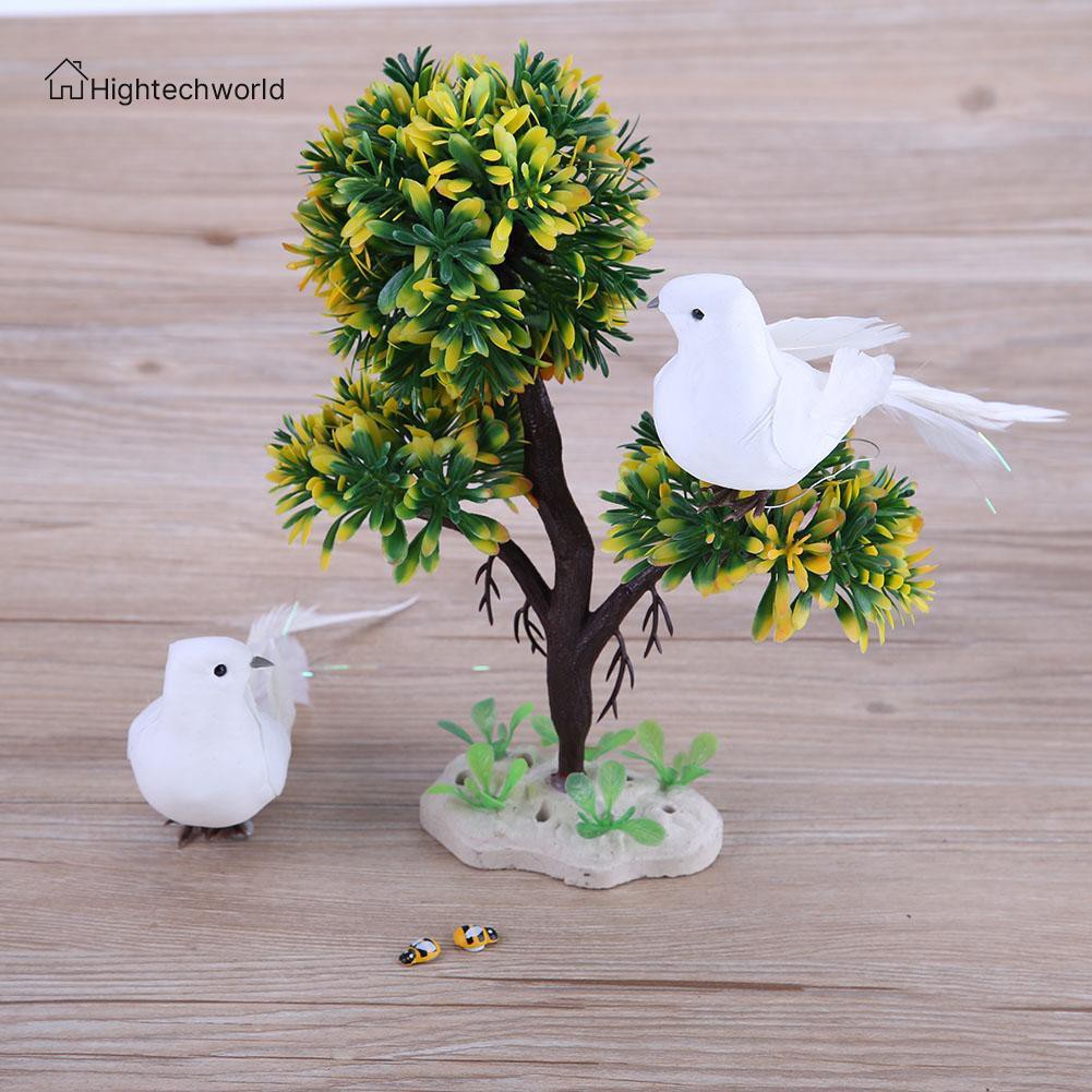 Set 2 con chim bồ câu nhân tạo trang trí nội thất độc đáo