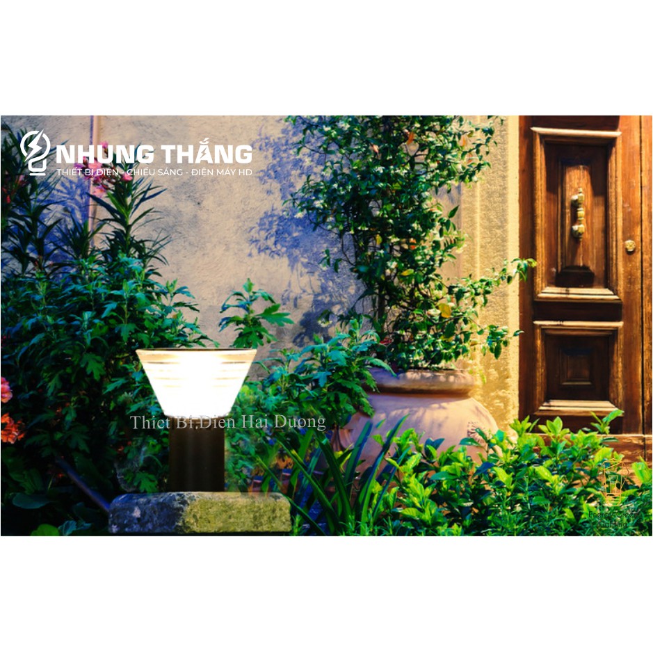 Đèn Cột Sân Vườn Hình Nón DSV-2130 - Chiều Cao 30cm - Sử Dụng Điện Và Dùng Năng Lượng Mặt Trời - Chống Nước IP65
