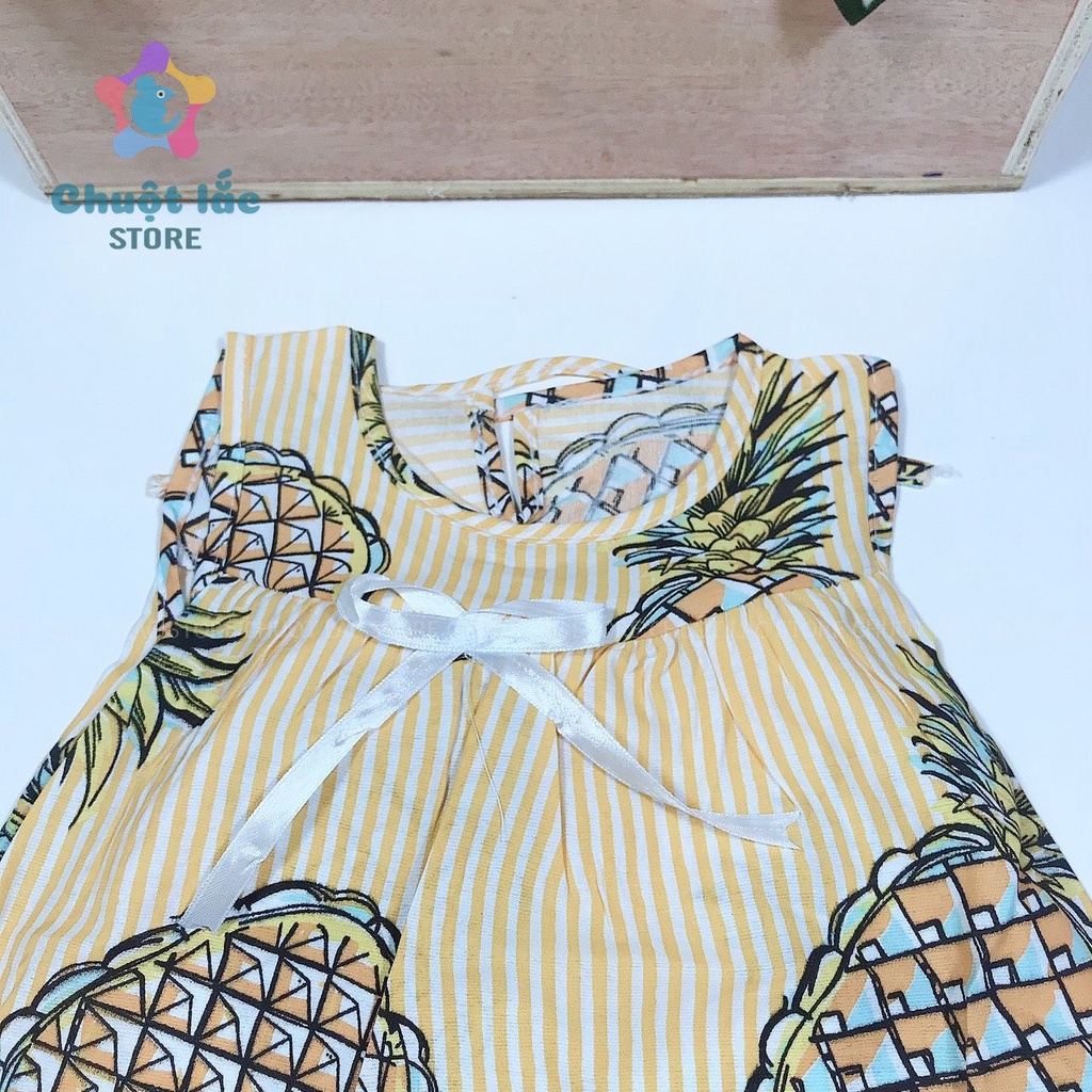 Bộ Quần Áo Bé Gái Chuột Lắc Store Sát Nách Kiểu Babydoll Chất Đũi 6kg Đến 16kg