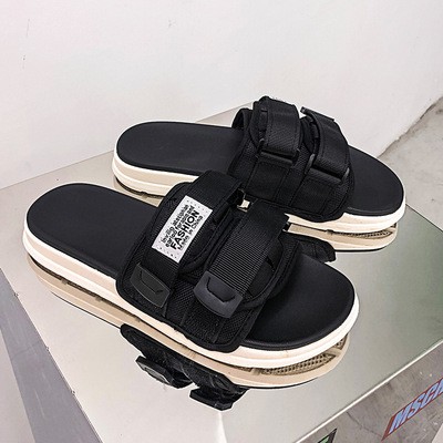 Dép 2 quai ngang, dép nữ quai ngang unisex inviti Fashion, đi chơi thời trang nam nữ DQD03 kiểu dán mới chống trơn trượt