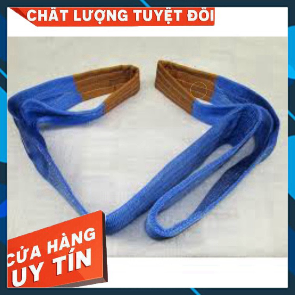 Dây Cáp Vải Cẩu Hàng 8 Tấn, Bản Dẹp 200mm, 2 Đầu Mắt, hệ số an toàn 5:1 - Cơ Khí Liên Sơn Kho Quận 12