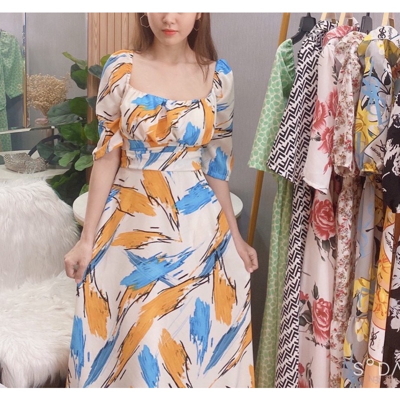 váy maxi mango lưng thun freesize