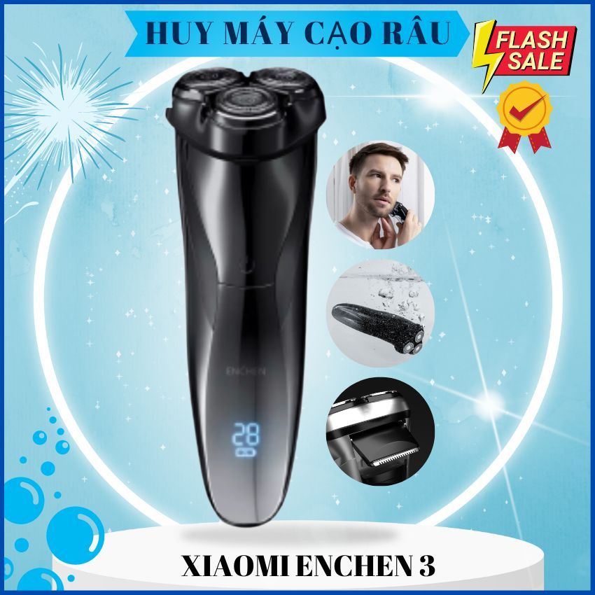 Máy cạo râu cao cấp Xiaomi Enchen BlackStone 3 Electric Shaver 3D, chống nước [huy máy cạo râu]
