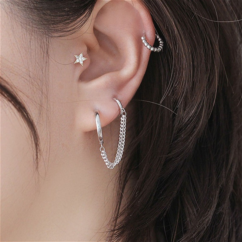Khuyên tai dạng kẹp bằng kim loại thời trang cá tính cho nữ