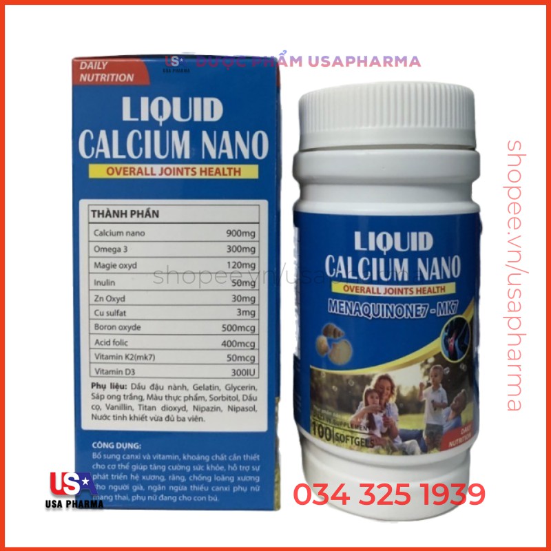 LIQUID CALCIUM NANO - BỔ SUNG Canxi LIQUID giúp phòng chống còi xương, tăng cường phát triển hệ xương |USAPharma