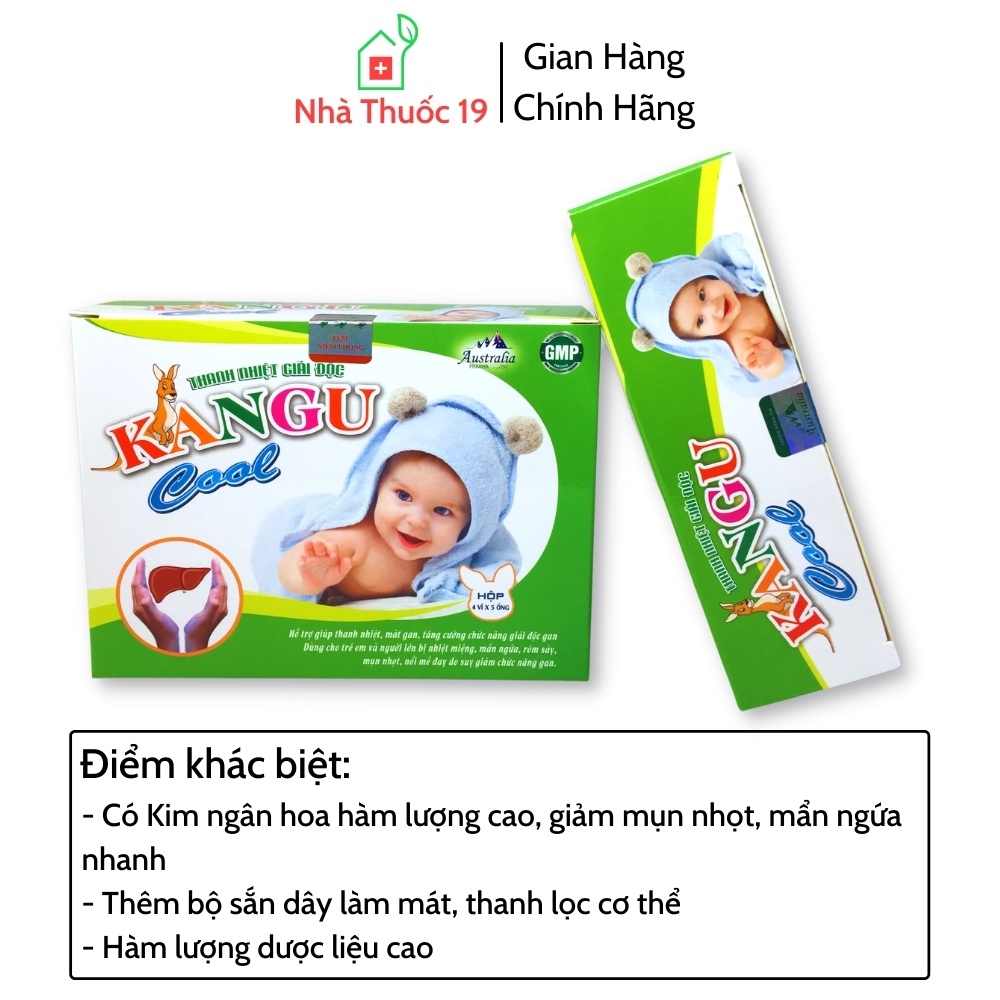 Thanh Nhiệt Giải Độc Kangu Cool Ống 10ml - Tăng Giải Độc Gan, Dùng Cho Người Nhiệt Miệng, Mẩn Ngứa, Mụn Nhọt(Hộp 20 ống)