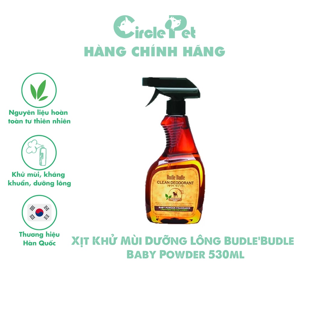Xịt Khử Mùi Dưỡng Lông Budle'Budle Dành Cho Thú Cưng Baby Powder 530ml - Circle Pet