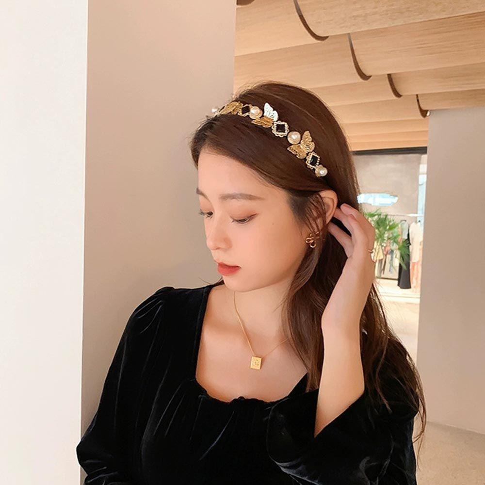 QQMALL Băng Đô Cài Tóc Không Trơn Hình Bướm Phong Cách Baroque Cổ Điển Cho Nữ