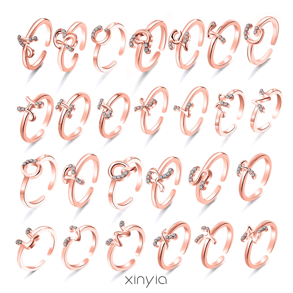 Nhẫn Mạ Vàng Trắng Hoạ Tiết 26 Chữ Cái Tuỳ Chọn Độc Đáo