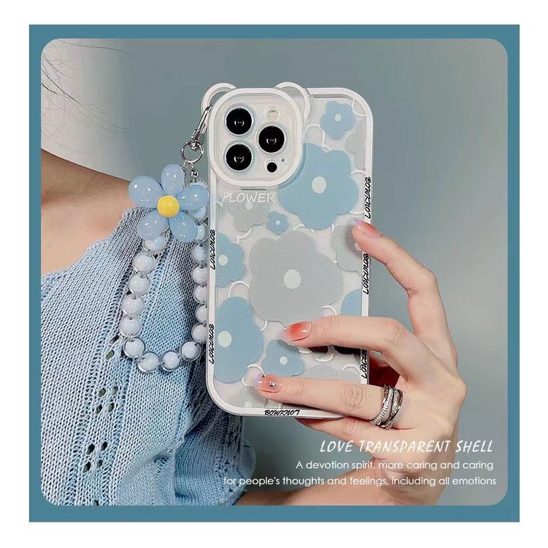Ốp Điện Thoại Silicon Màu Xám Hình Hoa / Tai Gấu Cho iPhone 14 Pro Max 13 Pro 12 11 Pro Max X Xr Xs Max SE 2020