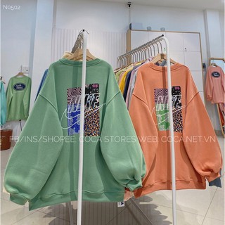 [N0502]💚🧡 Áo SWEATER nỉ bông cổ tròn NIKE_hoạ tiết (Có sẵn/ảnh thật)