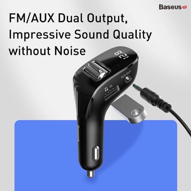 Tẩu sạc đa năng tích hợp phát nhạc từ USB dùng cho xe ô tô Baseus Streamer F40 AUX/FM Wireless MP3 Car