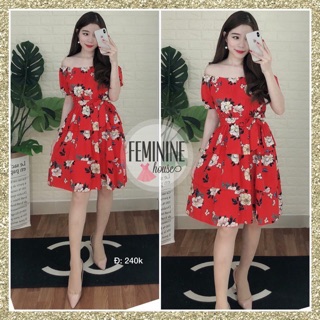 Váy hoa tầng trễ vai