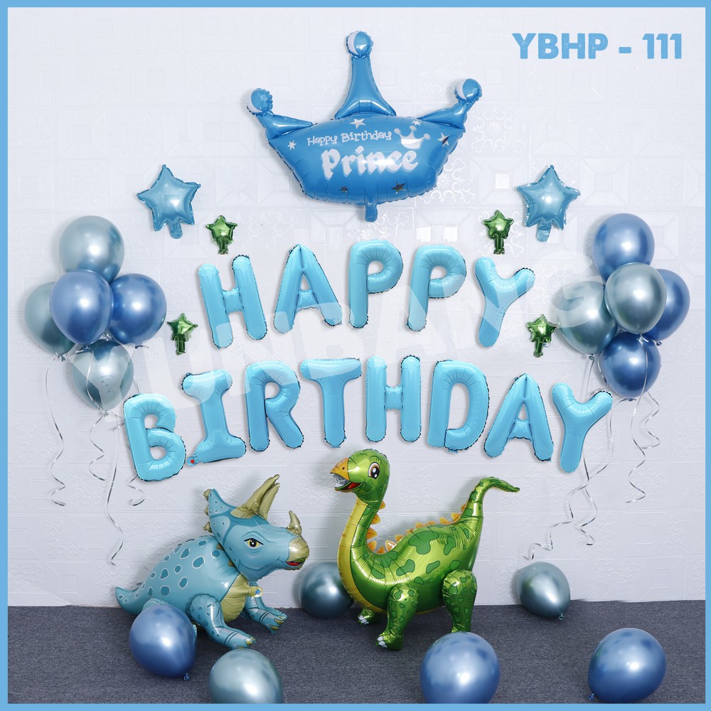 Set bóng trang trí sinh nhật cho bé chủ đề Khủng Long tông xanh kèm keo dán và quà từ shop YBHP-111, YBHP-112, YBHP-113