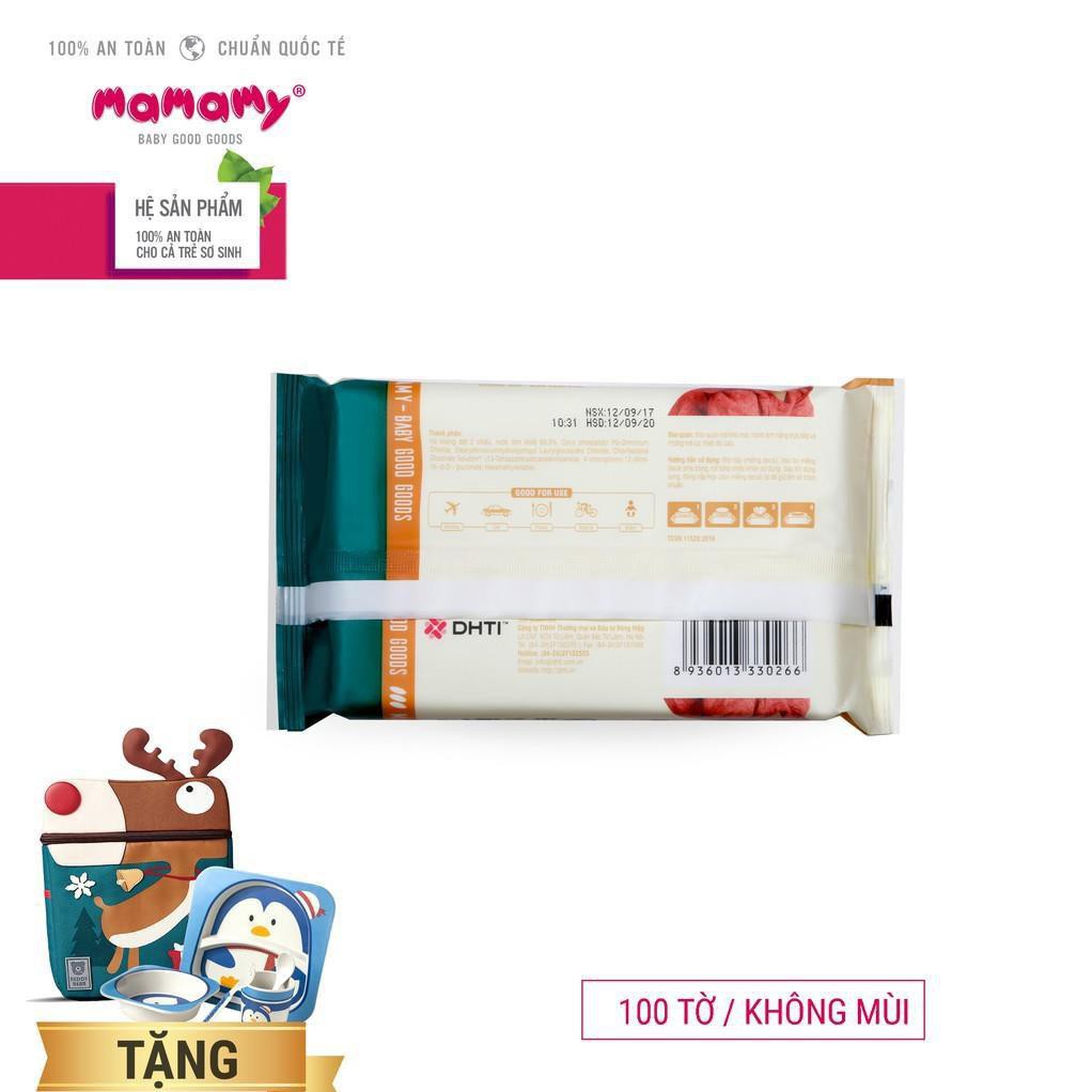 Combo 3 gói khăn ướt Mamamy 100 tờ, nắp không mùi