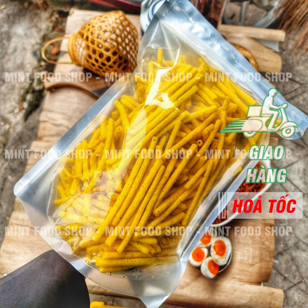 Khoai Tây Sấy Giòn Dạng Ống - Lắc Bột Phô Mai - Trứng Muối - Mắm Hành - Túi 500gr